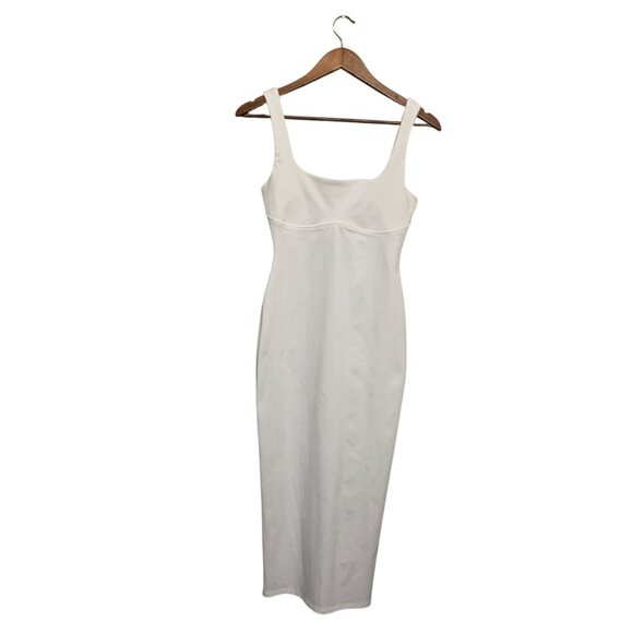 Zara Dresses & Skirts - ZARA Women's Dress White Sleeveless Midi Bodycon Square Neckline Stretch S Y2K